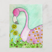 Roze Flamingo Briefkaart (Voorkant)