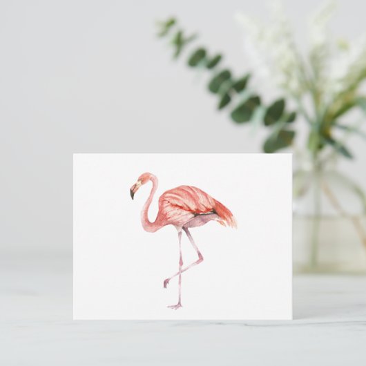 Roze Flamingo Briefkaart (Staand voorkant)