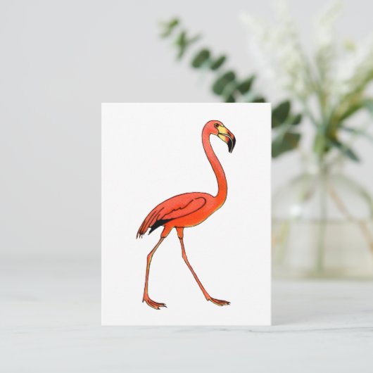 Roze Flamingo Briefkaart (Staand voorkant)