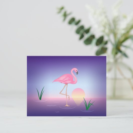 Roze Flamingo Briefkaart (Staand voorkant)