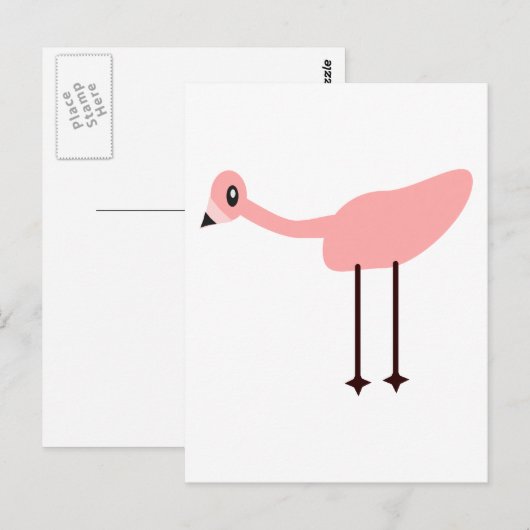Roze flamingo briefkaart (Voorkant / Achterkant)
