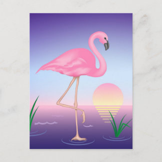 Roze Flamingo Briefkaart