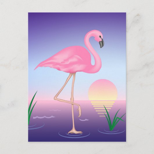 Roze Flamingo Briefkaart (Voorkant)
