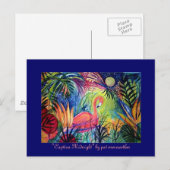 Roze Flamingo Briefkaart (Voorkant / Achterkant)