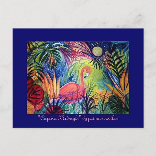 Roze Flamingo Briefkaart (Voorkant)