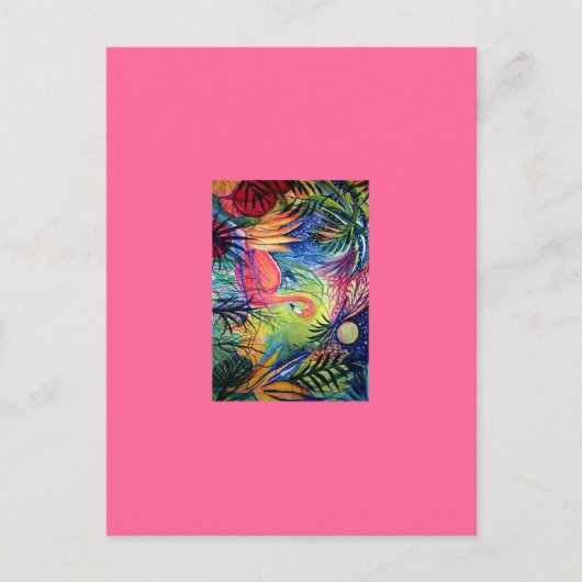 Roze Flamingo Briefkaart (Voorkant)