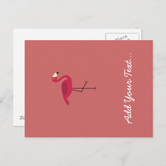 Roze Flamingo Briefkaart (Voorkant / Achterkant)
