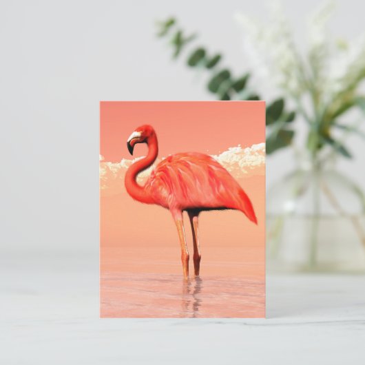 Roze flamingo briefkaart (Staand voorkant)