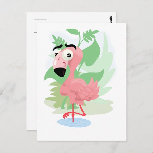 Roze Flamingo Briefkaart (Voorkant / Achterkant)