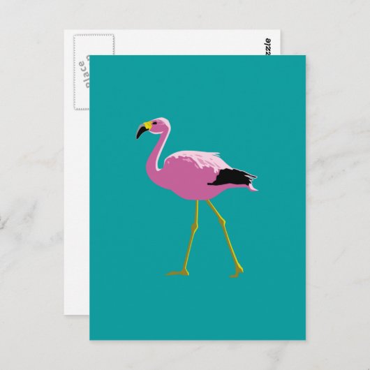 Roze Flamingo Briefkaart (Voorkant / Achterkant)