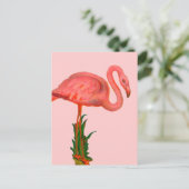 Roze Flamingo Briefkaart (Staand voorkant)