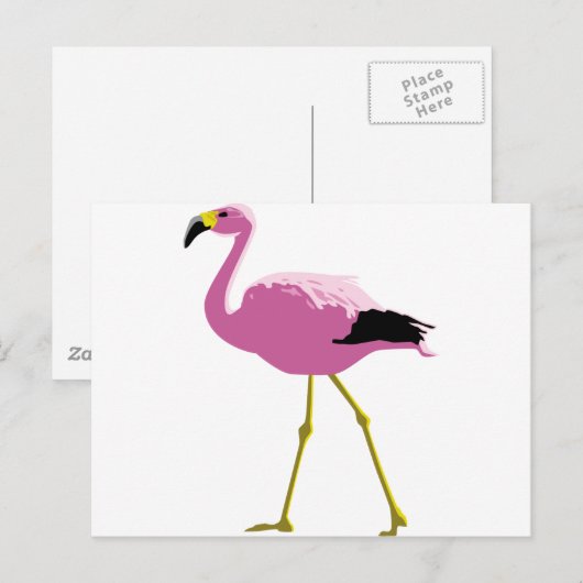Roze Flamingo Briefkaart (Voorkant / Achterkant)