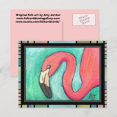 Roze Flamingo - briefkaart artsy (2) (Voorkant / Achterkant)