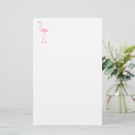 Roze Flamingo Briefpapier (Staand voorkant)