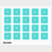 Roze Flamingo Bright Blue Afstuderen Vierkante Sticker (Vel)