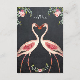 roze flamingo bruiloft details informatiekaart informatiekaartje