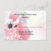 Roze Flamingo Bruiloft RSVP Kaart