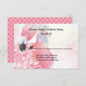 Roze Flamingo Bruiloft RSVP Kaart (Voorkant / Achterkant)