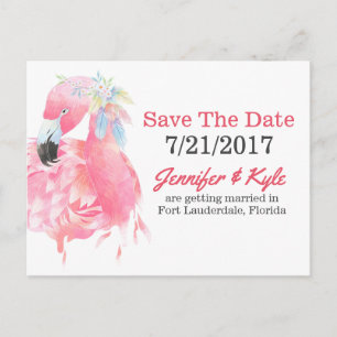 Roze Flamingo Bruiloft Save The Date Briefkaart