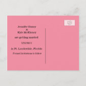 Roze Flamingo Bruiloft Save The Date Briefkaart (Achterkant)
