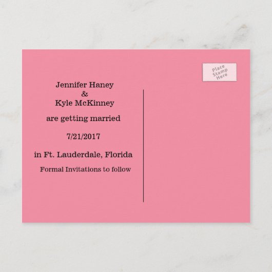 Roze Flamingo Bruiloft Save The Date Briefkaart (Achterkant)