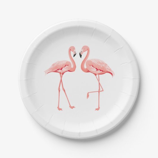 Roze Flamingo Bruiloft Vrijgezellenfeest Liefde Lu Papieren Bordje (Voorkant)