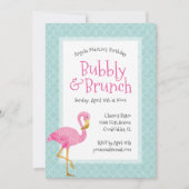 Roze Flamingo Bubbly Verjaardagsbrunch Kaart (Voorkant)