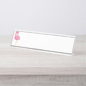 Roze Flamingo Bureau Naambordje (Voorkant)