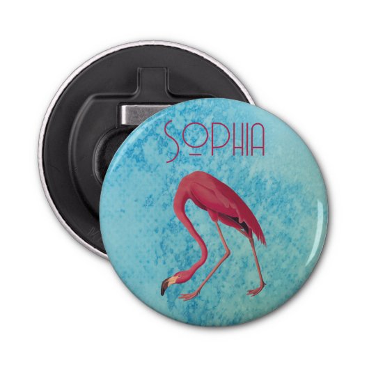 roze flamingo button flesopener (Voorkant)