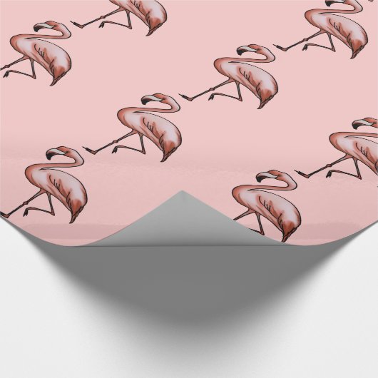 roze flamingo cadeaupapier (Hoek)