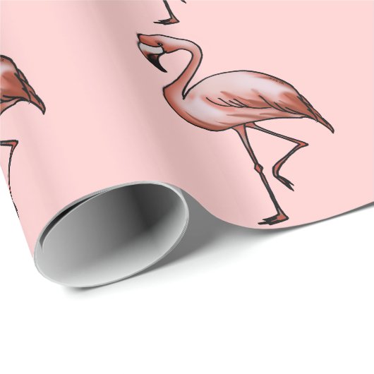 roze flamingo cadeaupapier (Rol Hoek)