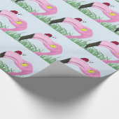  roze flamingo cadeaupapier (Hoek)