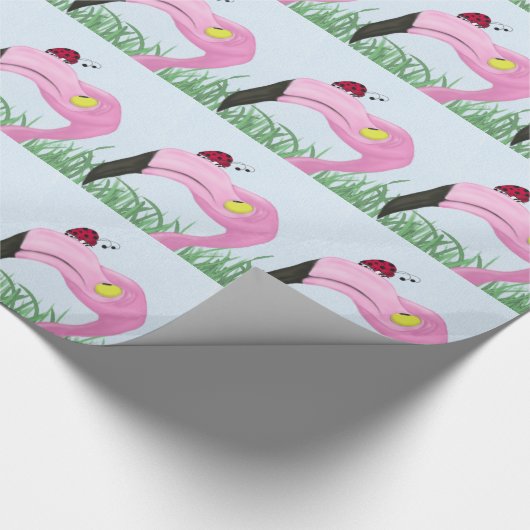  roze flamingo cadeaupapier (Hoek)