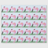  roze flamingo cadeaupapier (Vlak)