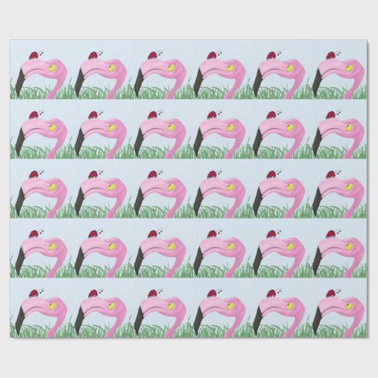  roze flamingo cadeaupapier (Vlak)