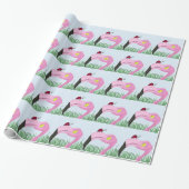  roze flamingo cadeaupapier (Uitgerold)