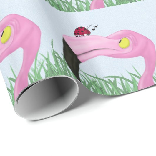 roze flamingo cadeaupapier (Rol Hoek)