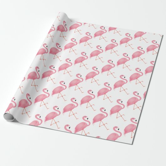 Roze flamingo cadeaupapier (Uitgerold)