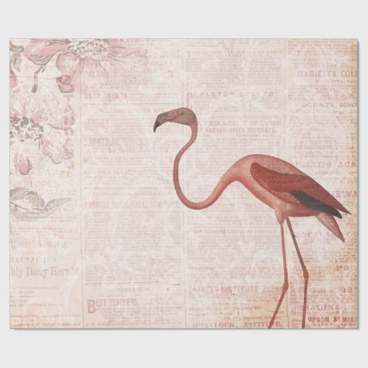 roze flamingo cadeaupapier (Vlak)