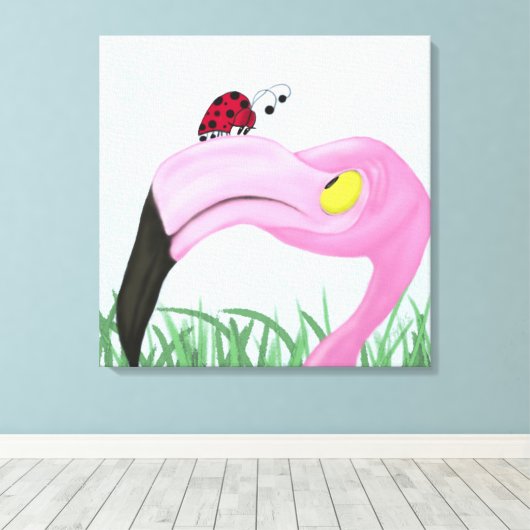 roze flamingo canvas afdruk (Insitu (Houten vloer))
