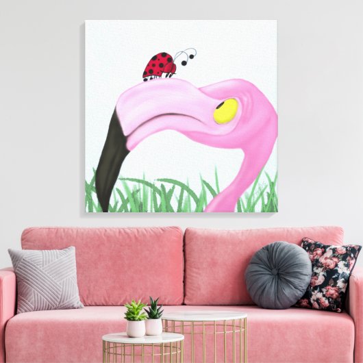 roze flamingo canvas afdruk (Insitu (Woonkamer))
