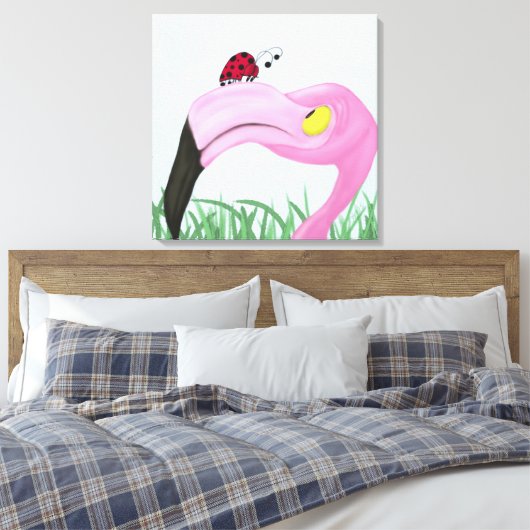 roze flamingo canvas afdruk (Insitu (Slaapkamer))