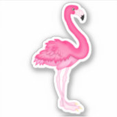 Roze Flamingo Cartoon Uitknip Sticker Decal (Voorkant)