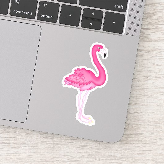 Roze Flamingo Cartoon Uitknip Sticker Decal (Detail)
