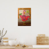 Roze Flamingo Celebrate Party Whimsical Bird Poster (Keuken)