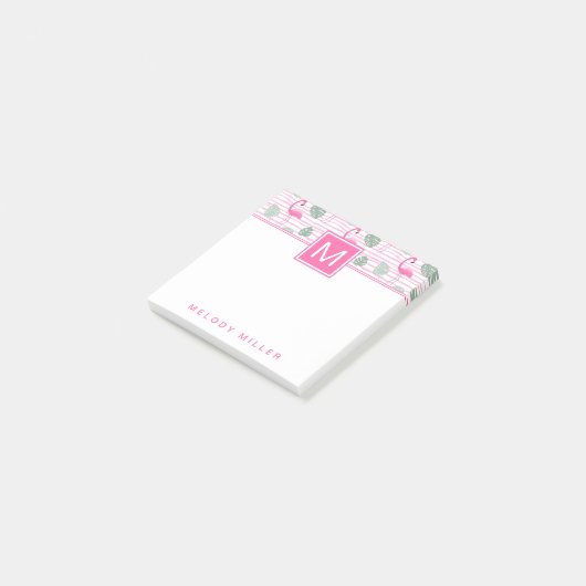 Roze Flamingo Center Square Personated Post-it® Notes (Schuin)