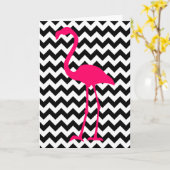 Roze Flamingo Chevron Happy Birthday Kaart (Gele Bloem)