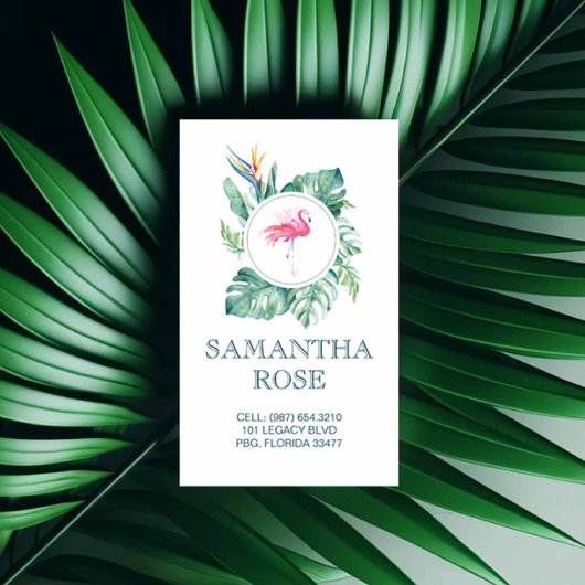 Roze Flamingo Coastal mammie Card Visitekaartje