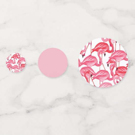 Roze Flamingo Confetti met bijpassend servies (Achterkanten)