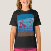 Roze Flamingo Couple bij Sunset Girl's T-Shirt (Voorkant)